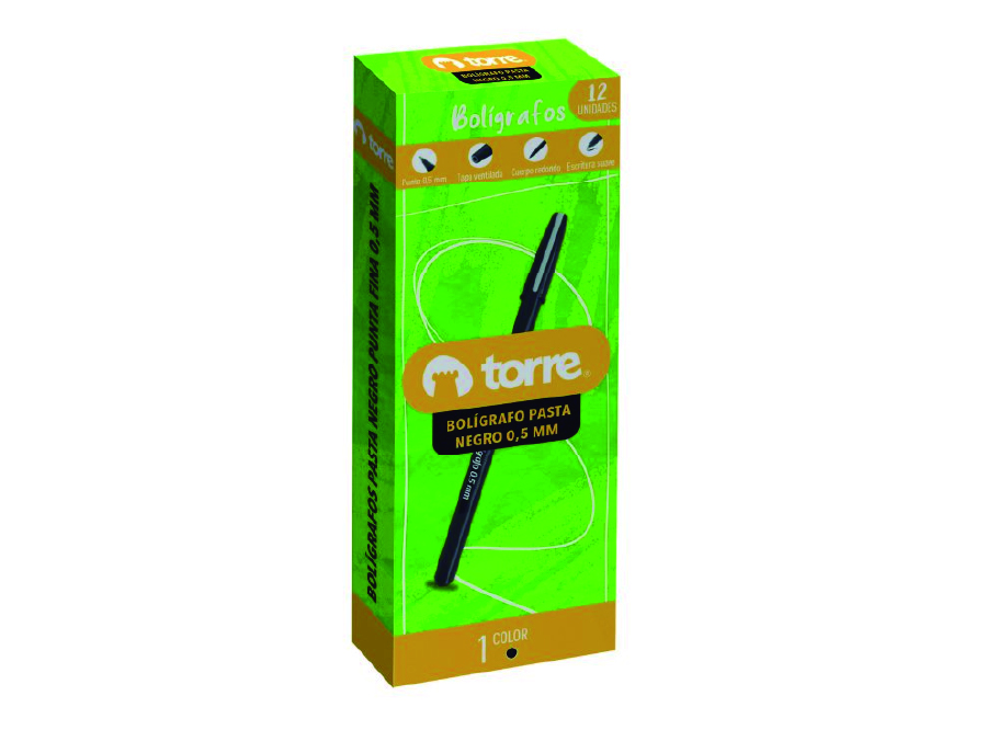  BOLIGRAFO 0.5 P.FINA NEGRO X 12UN. TORRE 