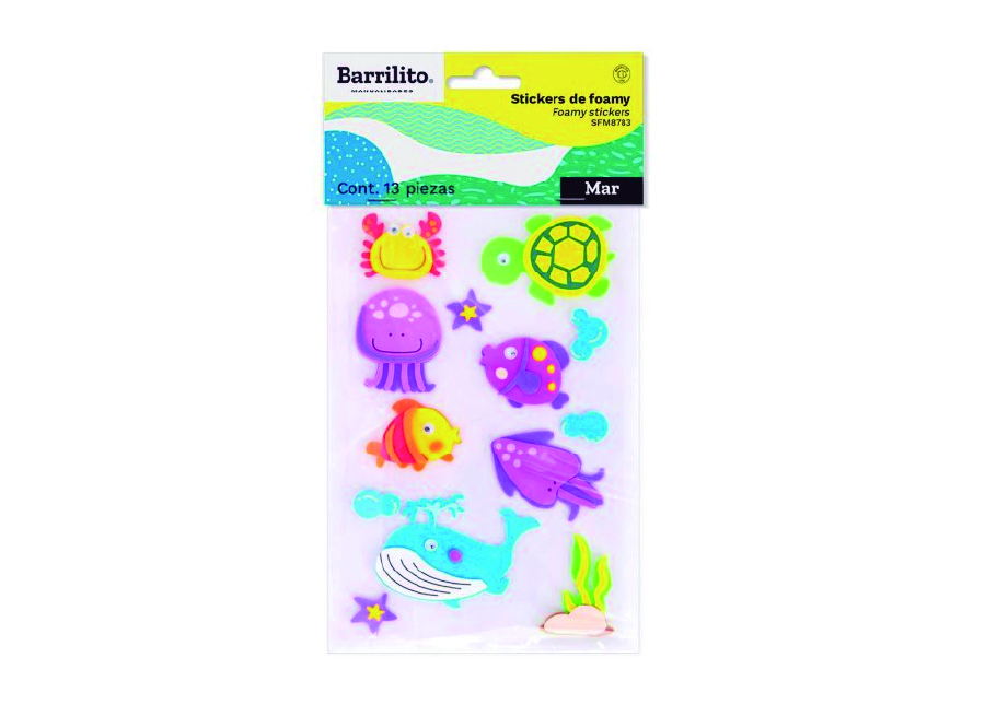  STICKERS GOMA EVA FIG. MAR SET X 13UN BARRILITO 