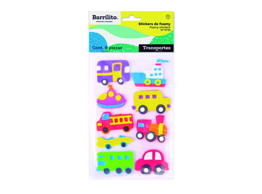  STICKERS GOMA EVA FIG. TRANSPORTE SET X 9UN BARRIL 