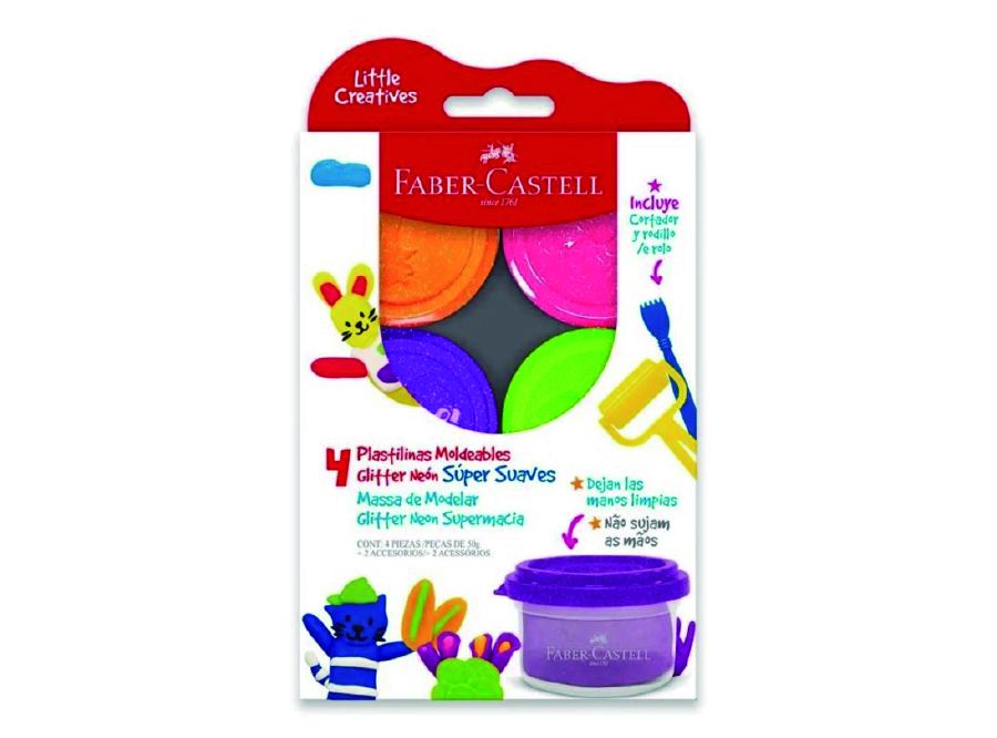  MASA P/MODELAR 50 GR X 4 COL. NEON SURT. FABER 