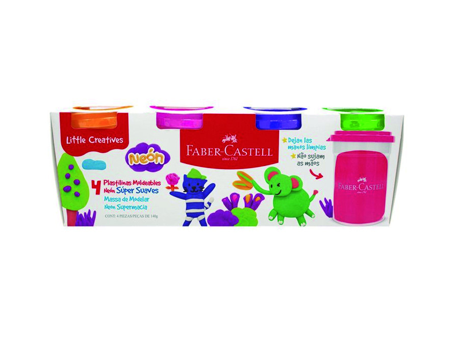  MASA P/MODELAR 140 GR X 4 COL. NEON SURT. FABER 