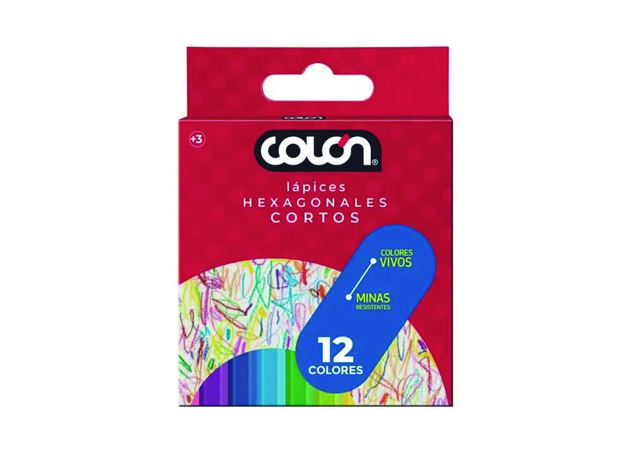  LAPIZ COLOR 12UN. CORTO HEXA. COLON 
