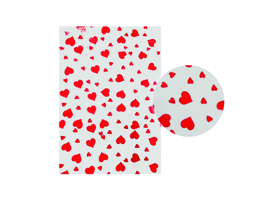  PAPEL CELOFAN 70 X 100 CM R/50 CORAZONES 