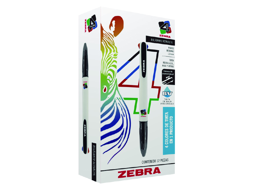  LAPIZ PASTA P.MED 4EN1 1.0 COL. AZ.NG.RJ.VE ZEBRA 