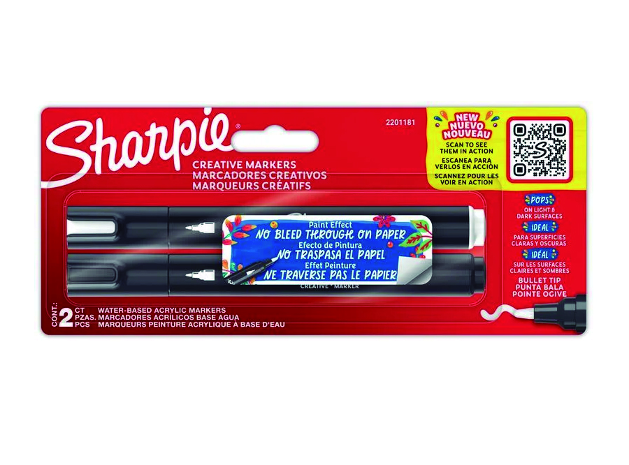  MARCADOR ACRILICO 2 UN BL-NG SHARPE P.BALA 