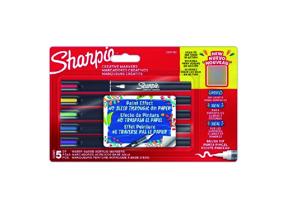  MARCADOR ACRILICO 5 UN COL.SURT SHARPIE P.PINCEL 