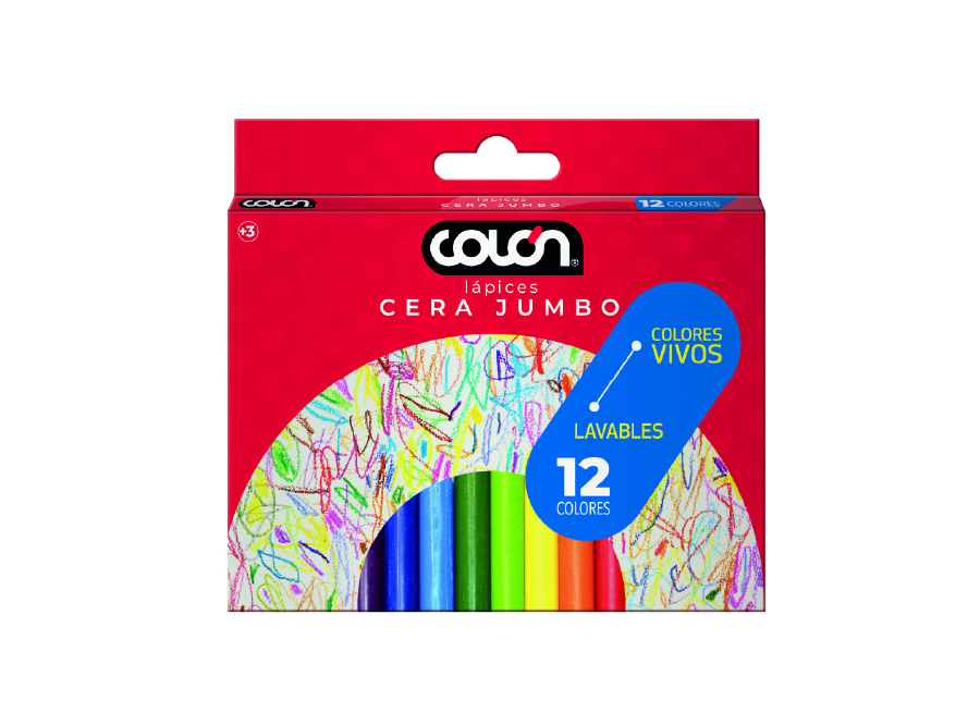  LAPIZ CERA  12 COLORES JUMBO COLON 