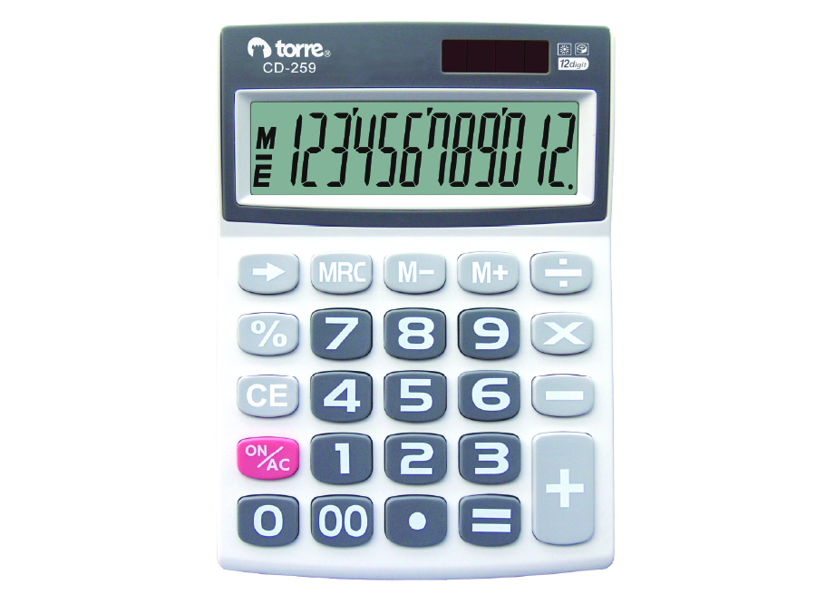  CALCULADORA GRANDE TORRE 12DIG 19X14CM BLANCA 