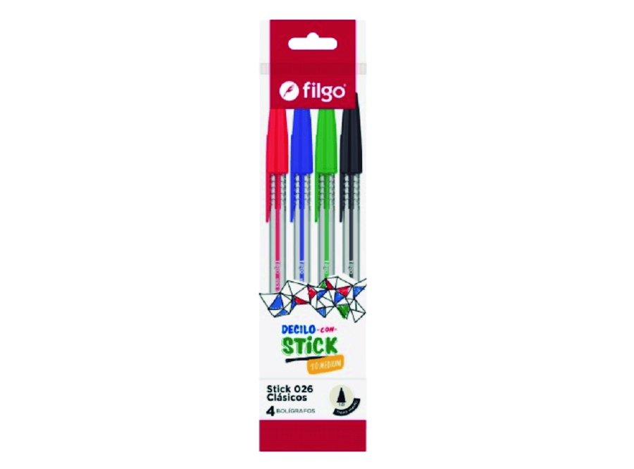  BOLIGRAFO GEL 1.0 STICK DP X 4 COL. SURTIDO FILGOF 