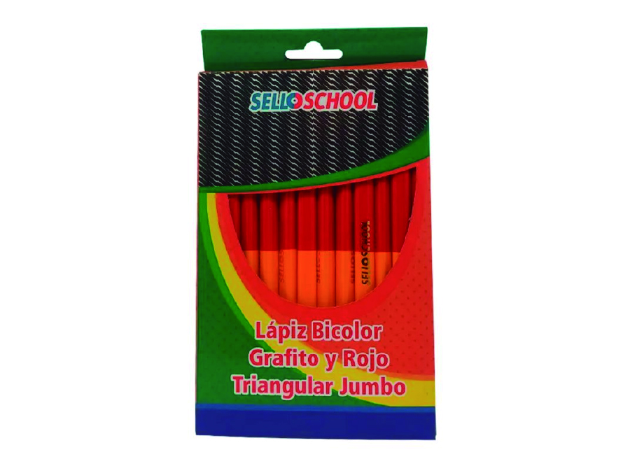  LAPIZ BICOLOR JUMBO GR/RJ TRIAN. X 12UN SELLOFICE 