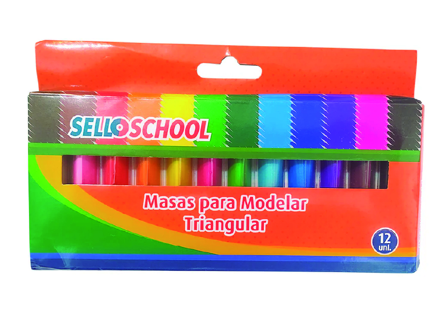  PLASTICINA 12 COLORES SELLOFFICE TRIANGULAR 