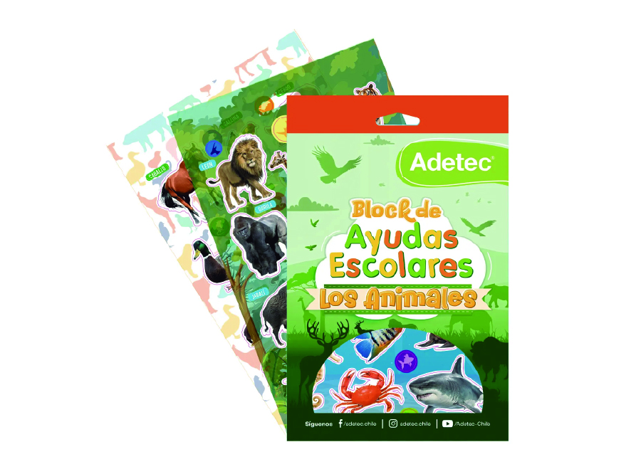  BLOCK DE STICKERS ANIMALES AYUDA ESC. ADETEC 6 PAG 