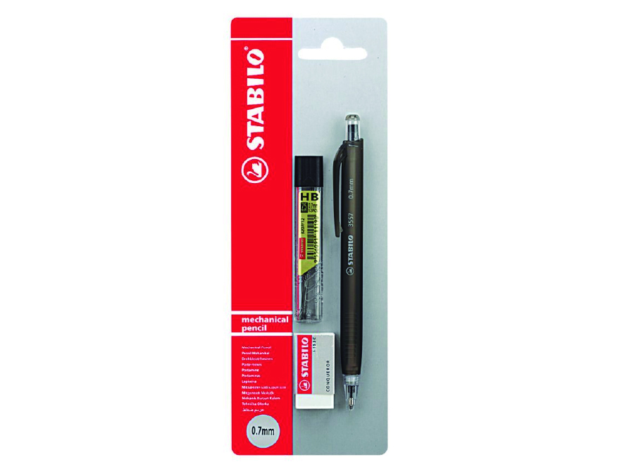  PORTAMINA 0.7MM STABILO COL.SURT. SET MINAS + GOMA 