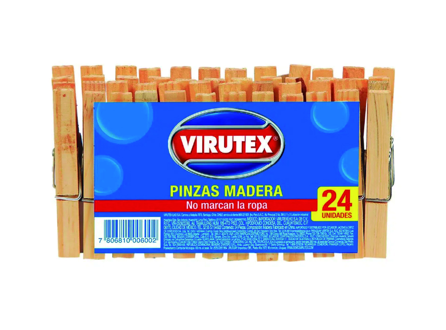  PINZAS PERRITOS PARA LA ROPA X 24UN MADERA VIRUTEX 