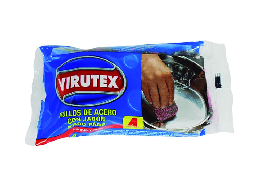  ESPONJA ACERO C/JABON X  4 UN VIRUTEX MAGO PADS 