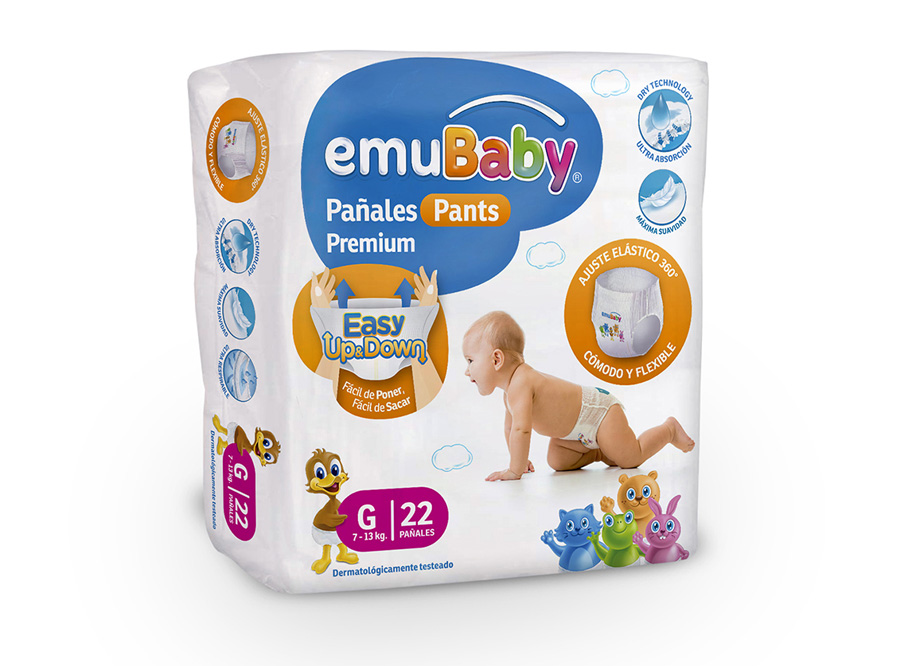  PANAL EMUBABY PREMIUM PQT X 22 UN PANTS G 