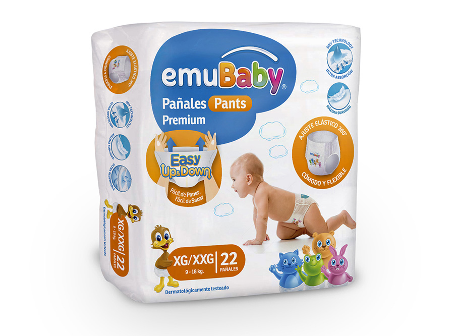  PANAL EMUBABY PREMIUM PQT X 22 UN PANTS XG/XXG 
