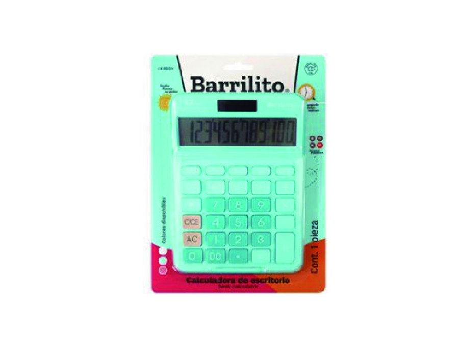  CALCULADORA BASICA ESCR/S 12DIG BARRILITO CELESTE 