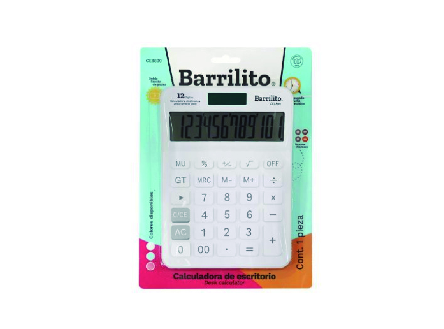  CALCULADORA BASICA ESCR/S 12DIG BARRILITO ROSADA 