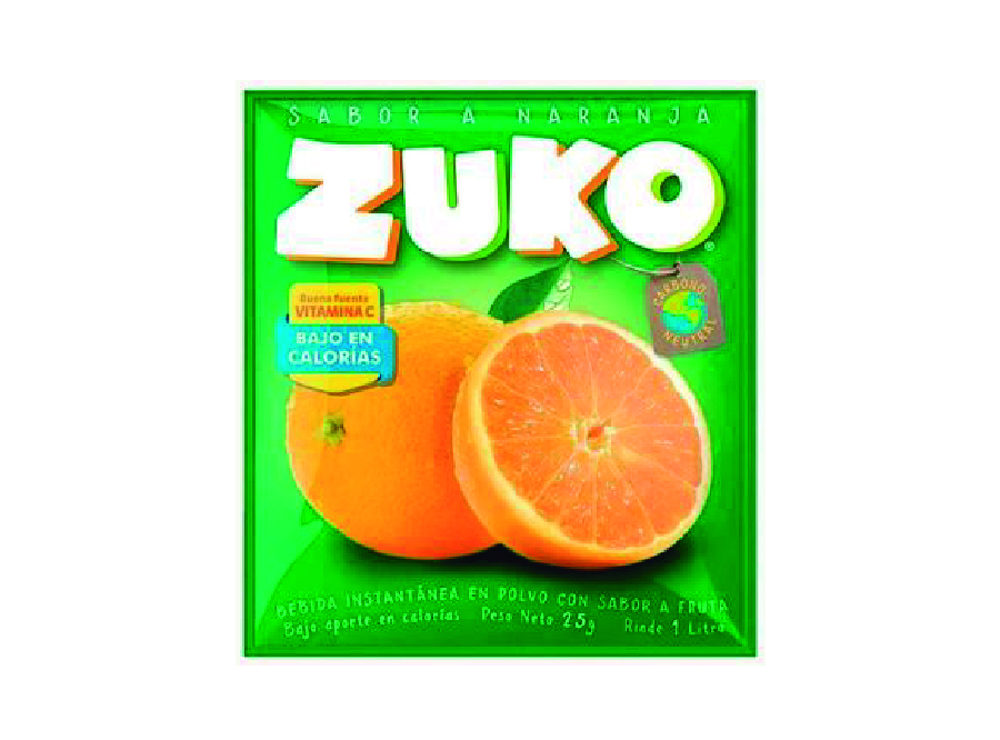  JUGO POLVO 15 GR ZUKO X 10 UN NARANJA 
