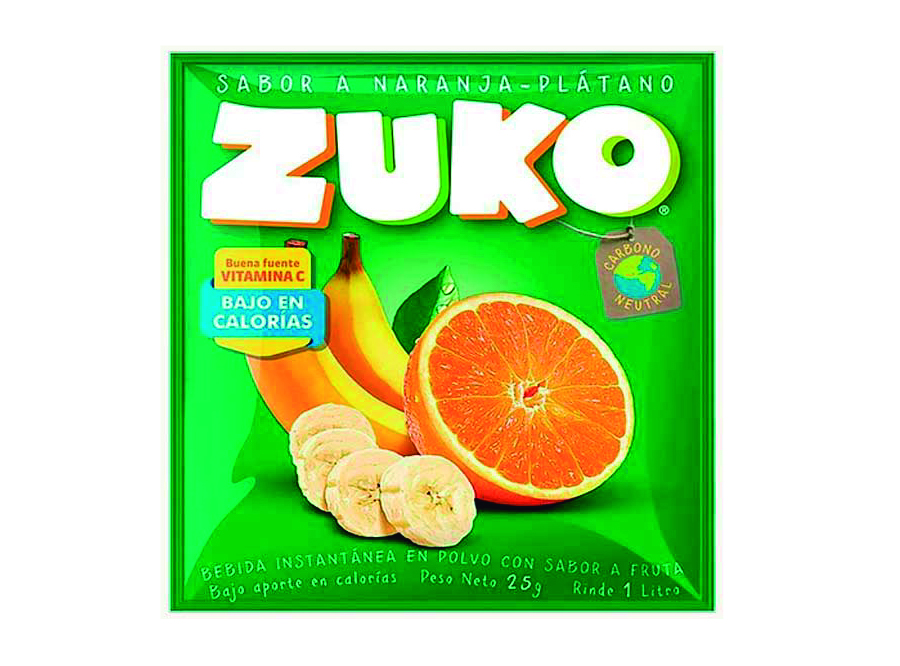  JUGO POLVO 15 GR ZUKO X 10 UN NARANJA - PLATANO 