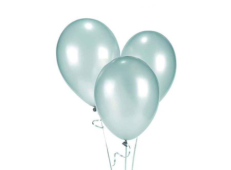  GLOBOS N.  9 PERLADO X 50 UN PLATEADO GLAM 