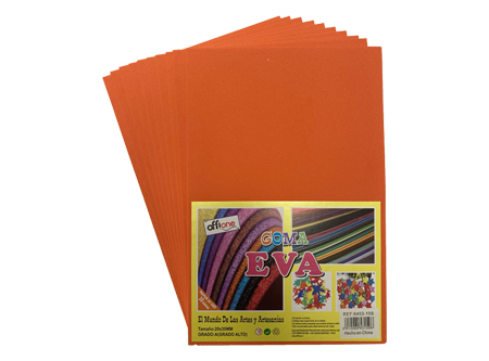  GOMA EVA 30X20 X 10 UN 2MM NARANJA OFFIONE 