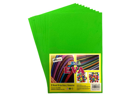  GOMA EVA 30X20 X 10 UN 2MM VERDE CLARO OFFIONE 