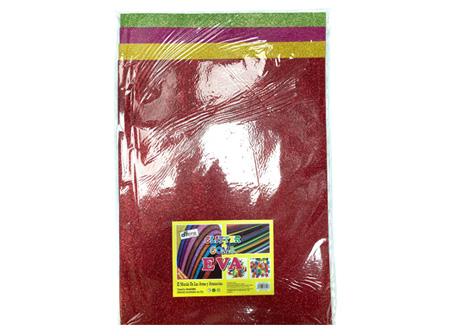  GOMA EVA 40X60 X 10 PLIEGOS GLITTER COL.SURT OFFIO 