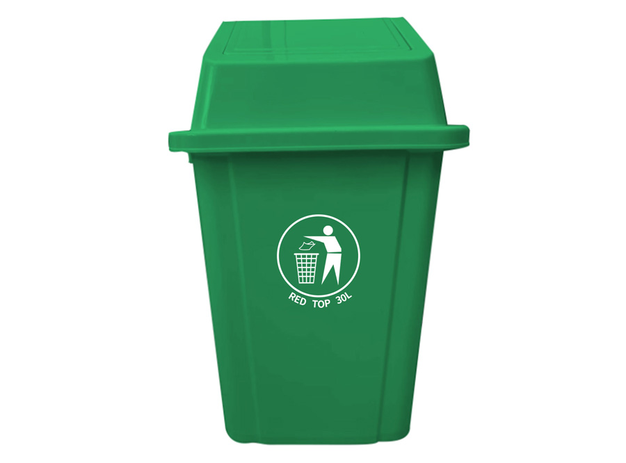  BASURERO 30 LT C/TAPA VAIVEN VERDE RED TOP 