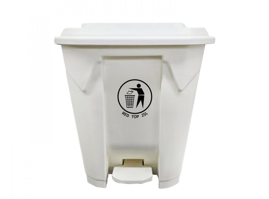  BASURERO 25 LT. C/TAPA PEDAL BLANCO RED TOP 