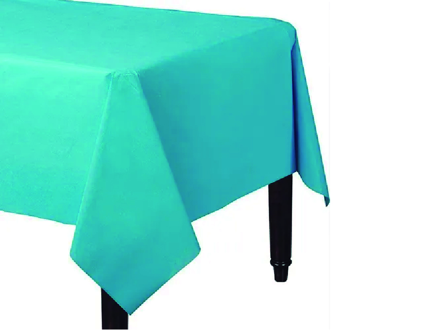  MANTEL PLAST. 137X274 CM CON PUNTOS TURQUESA GLAM 