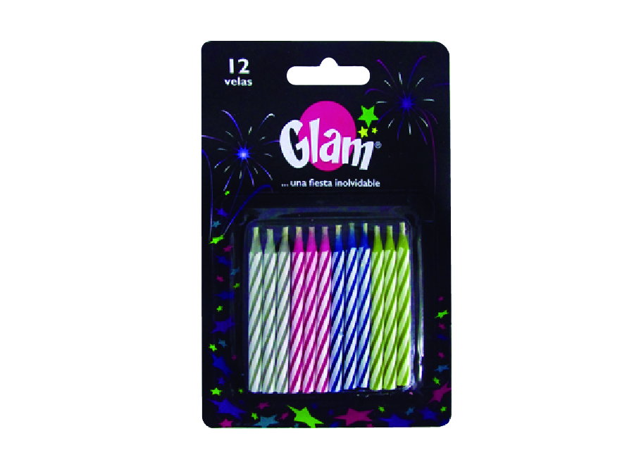  VELAS CUMPLEA�OS SURT. MAGICAS X 12 UN GLAM 