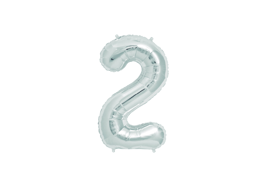  GLOBO METAL.PLATEADO N.2 81CM. GLAM 