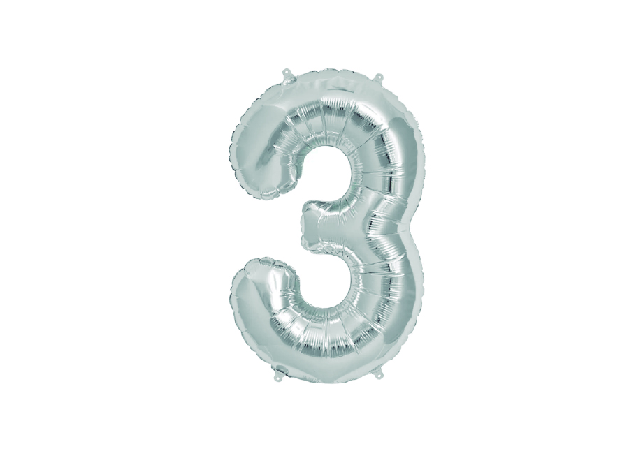  GLOBO METAL.PLATEADO N.3 81CM. GLAM 