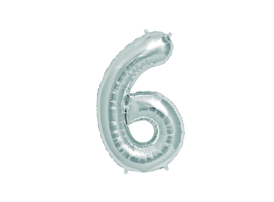  GLOBO METAL.PLATEADO N.6 81CM. GLAM 