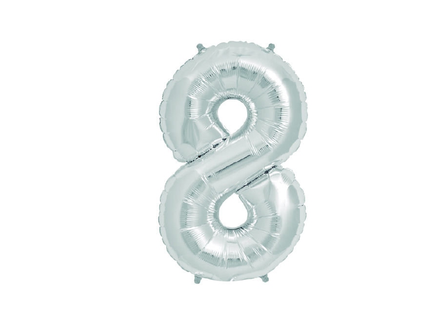  GLOBO METAL.PLATEADO N.8 81CM. GLAM 