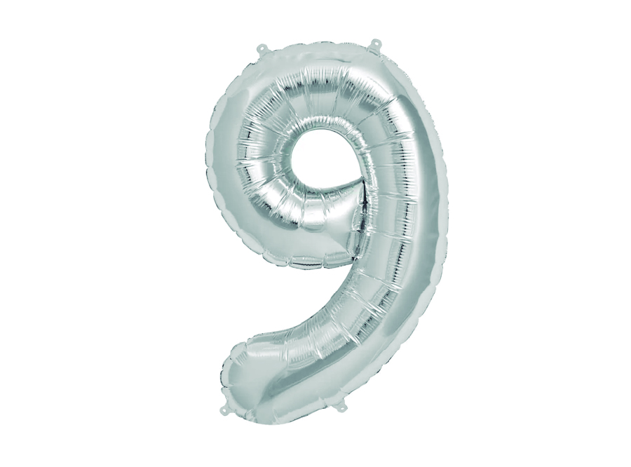  GLOBO METAL.PLATEADO N.9 81CM. GLAM 