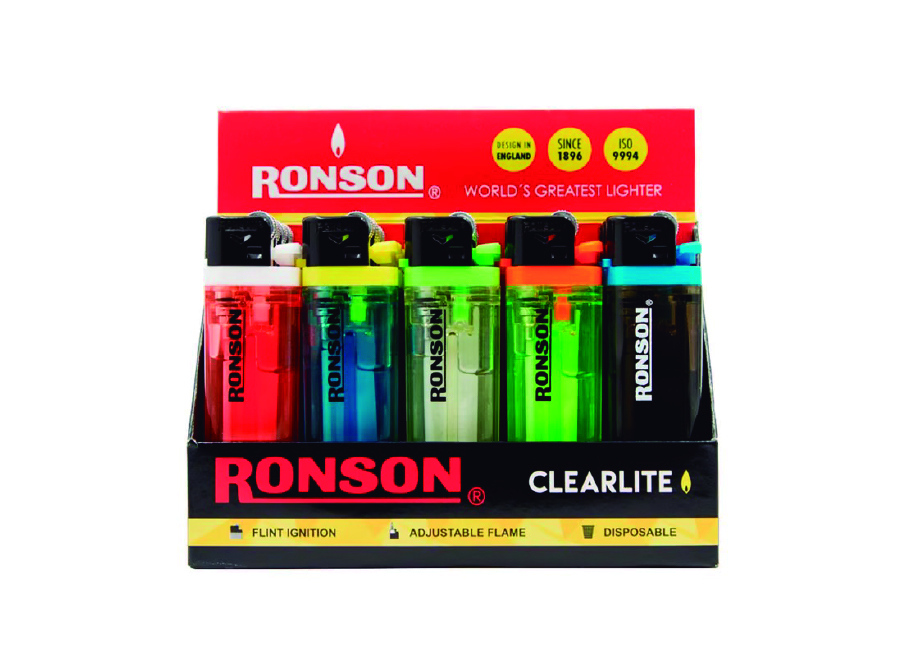  ENCENDEDOR TRANSPARENTE RONSON DP X 20 UN PIEDRA 