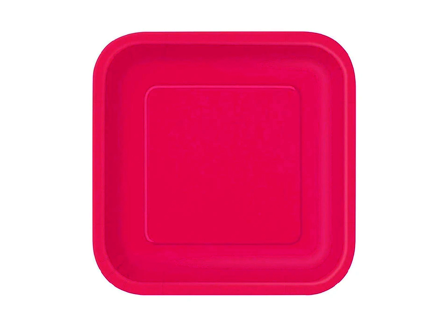  PLATO CARTON 18CM CUAD. ROJO X 10 UN GLAM 