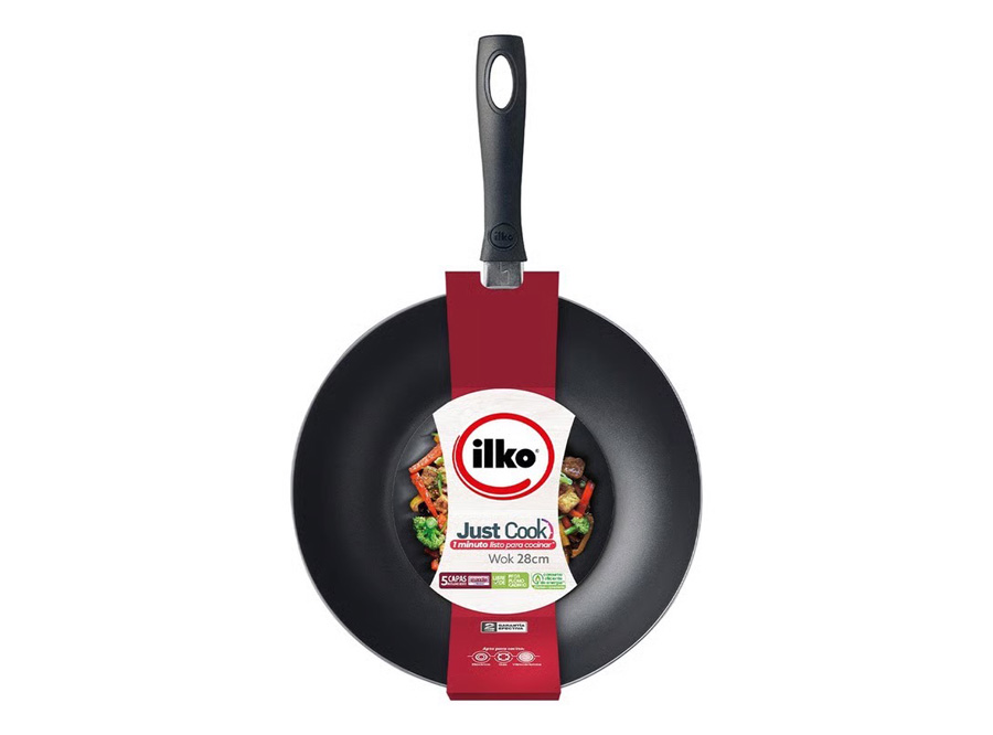  SARTEN ANTIADHERENTE WOK 28CM CLASICO REDBLUE ILKO 