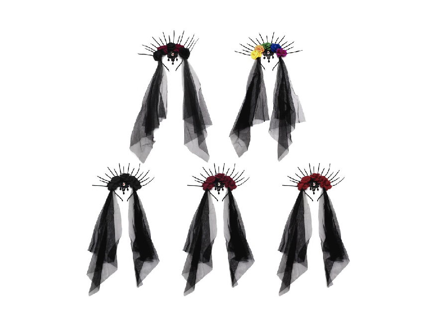  HALLOWEEN CINTILLO FLORES/ENCAJE MUJER X 6 UN FECO 