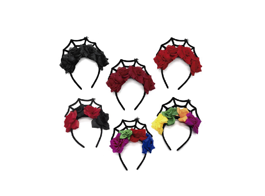  HALLOWEEN CINTILLO TELARA�A/FLORES MUJER X 6 UN FE 