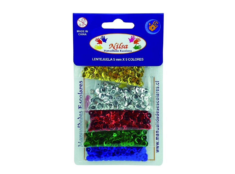  LENTEJUELAS X 5 UN COLORES SURTIDOS 