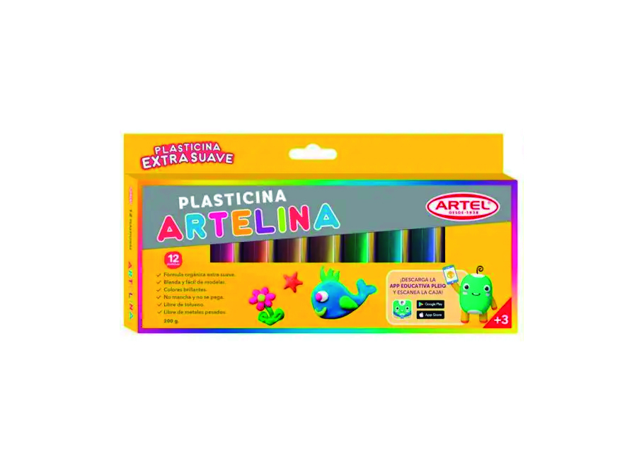  PLASTICINA 12 COLORES ARTEL ARTELINA 