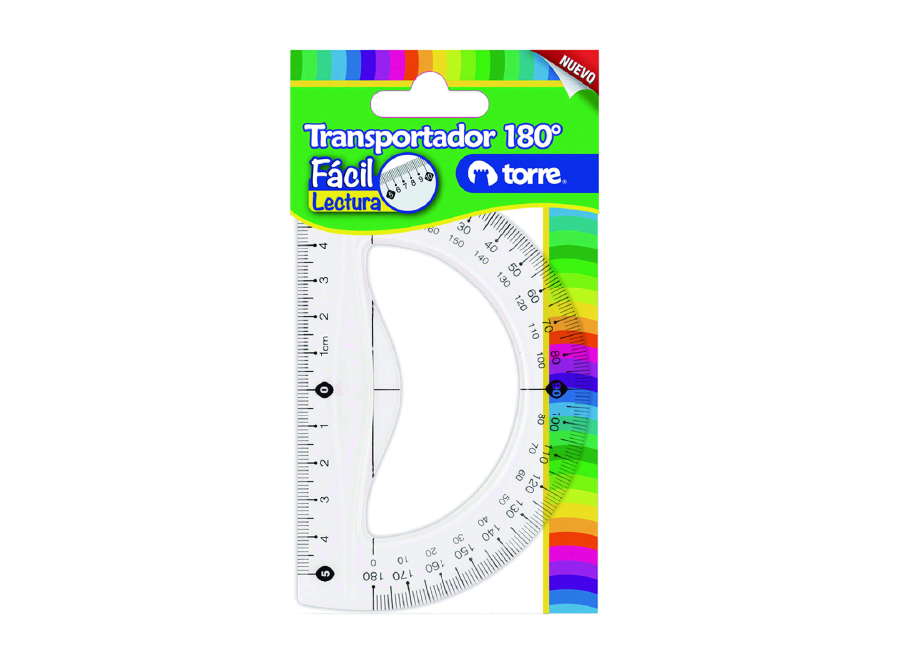  TRANSPORTADOR 10 CM 180o. TRANSPARENTE TORRE 