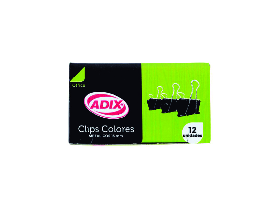  DOBLE CLIPS NEGROS  15MM DP X 12 UN ADIX 