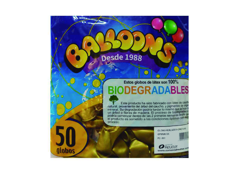  GLOBOS N. 12 PERLADO X 50 UN DORADO BALLOON 