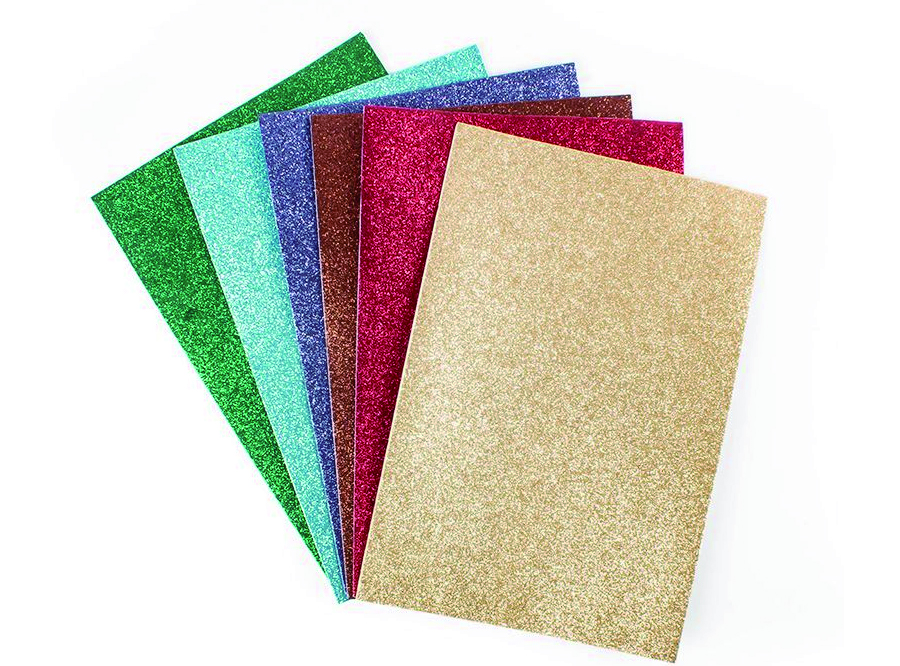 GOMA EVA 30X20 X  6 UN 2MM C/GLITTER COL.SURT LATI 