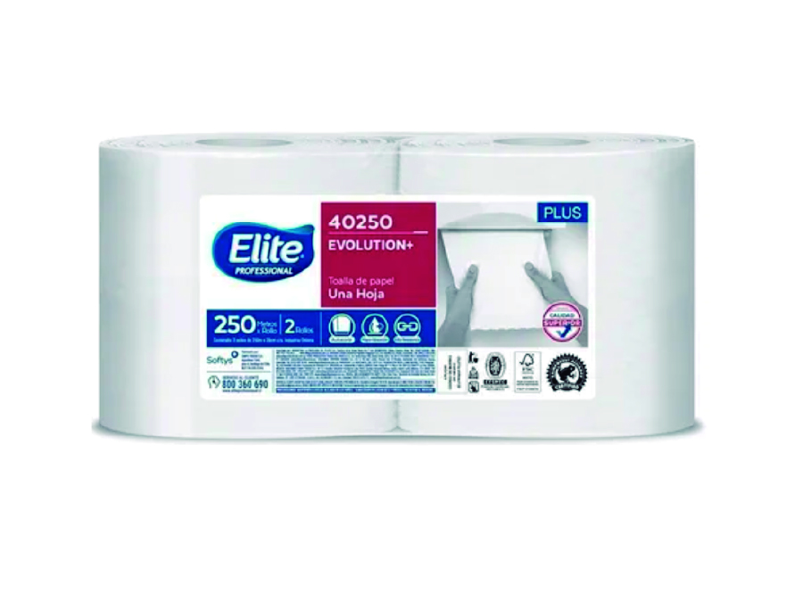  TOALLA PAPEL  2 ROLL.250 MT. ELITE AUTO CORTE PLUS 